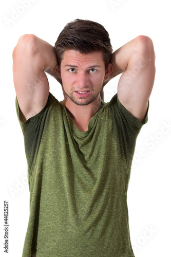 Man sweating very badly under armpit