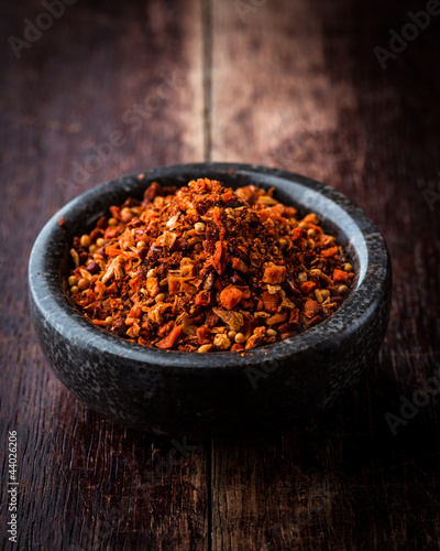 Hungarian spice mix in stone bowl