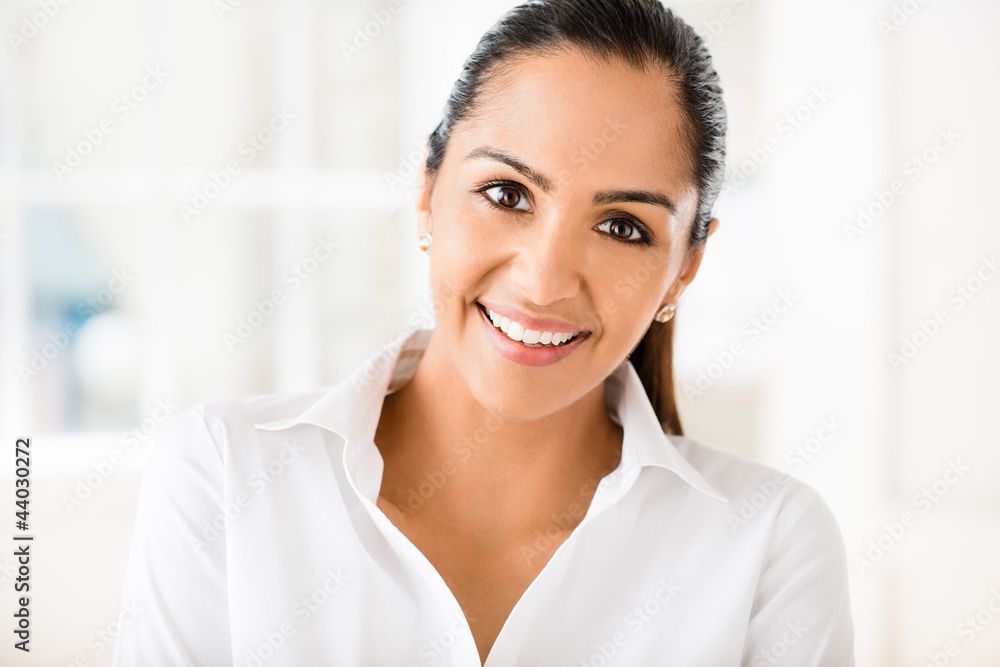 Portrait of attractive indian businesswoman  working from home
