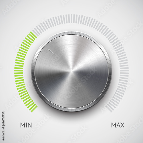 Volume button (music knob) with metal texture (chrome) photo