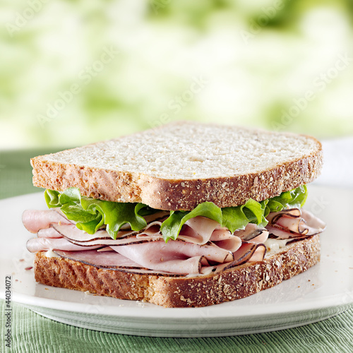 ham sandwich with lettuce and mayo