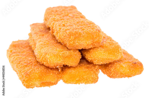 Stacked Fish Fingers isolated on white