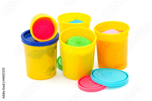 Colourful molding dough for children isolated on white