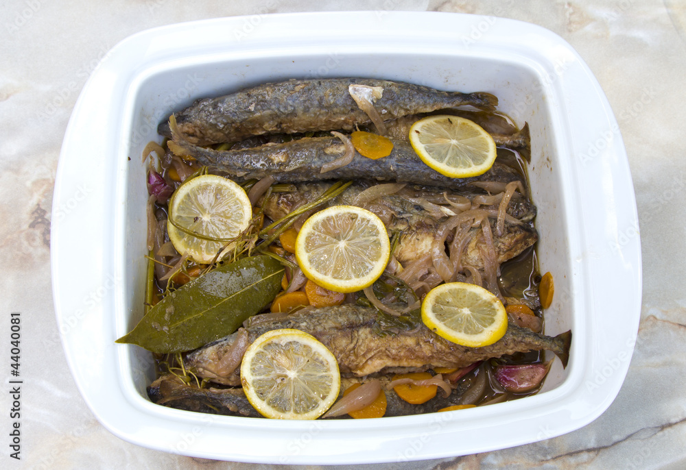 Grilled young mackerel in tasty spiced marinade