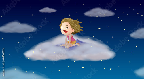a girl flying on mat