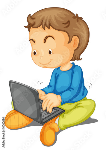 a boy with laptop