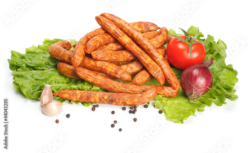 Thin sausages with vegetables