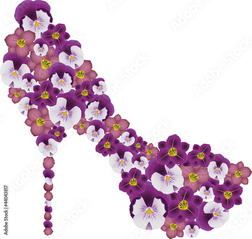 Shoe decorated with flowers. Vector
