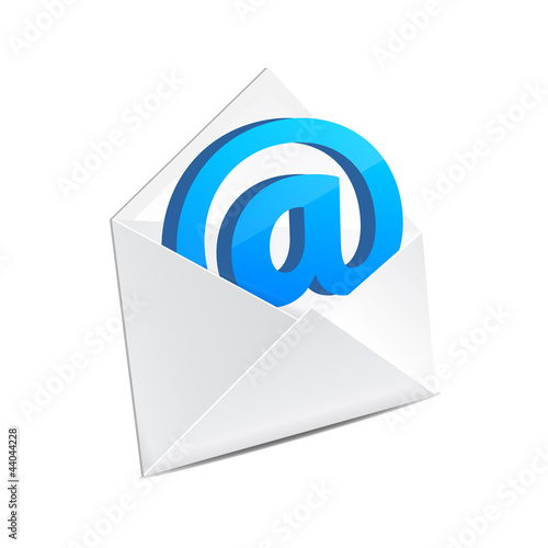 Open mail envelope with e-mail sign