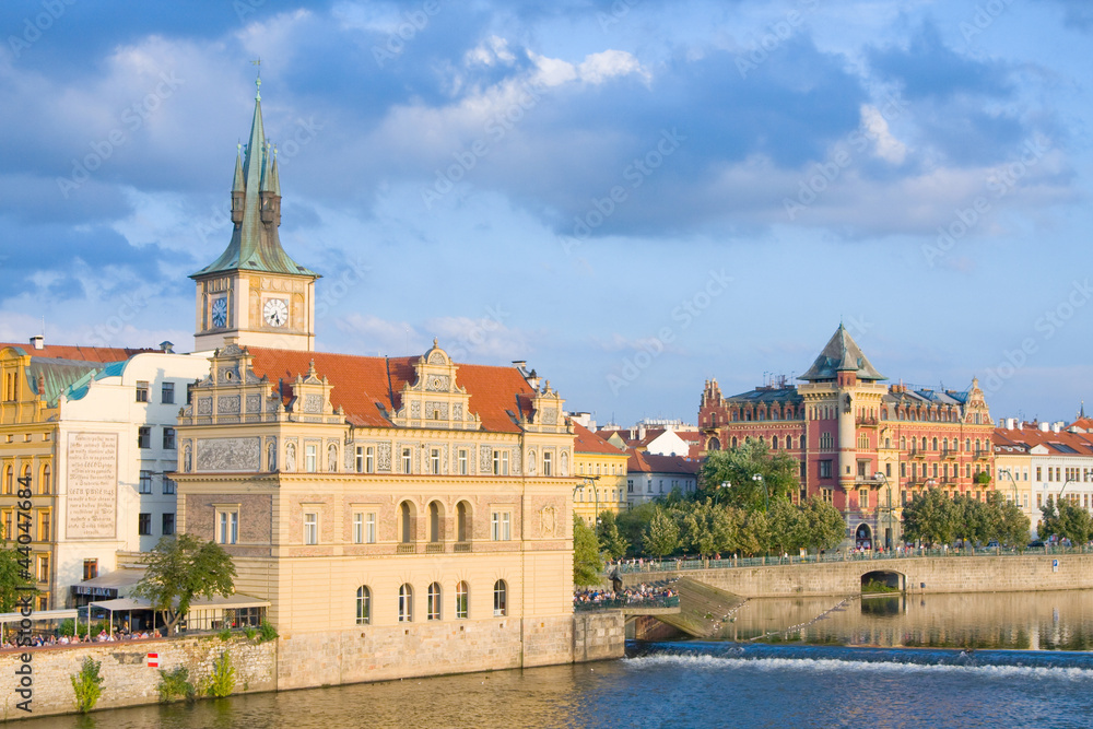 Fototapeta premium Vltava river embankment, Prague, Czech Republic