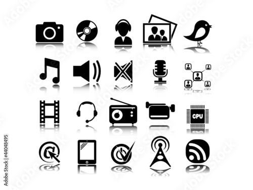 Set from twenty multimedia icons