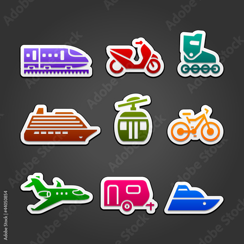 Set simple transportation color icons