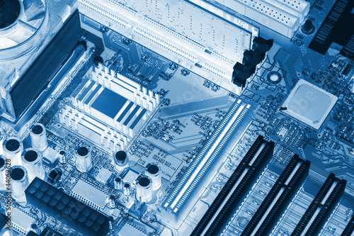 Close-up of electronic circuit board with processor X-ray