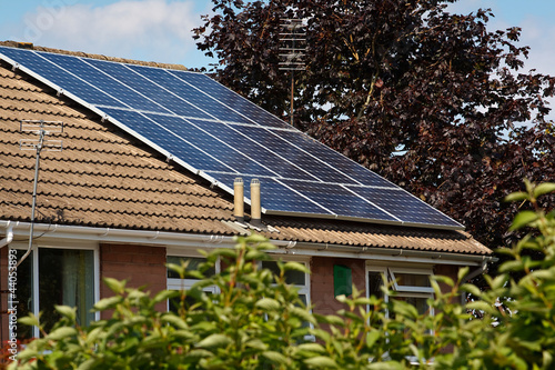 Photovoltaic Solar Panels on a Slate roof