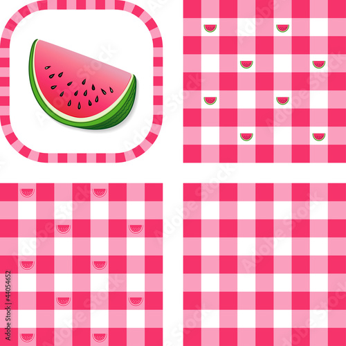 Seamless Check Patterns, Watermelon, EPS has 3 pattern swatches