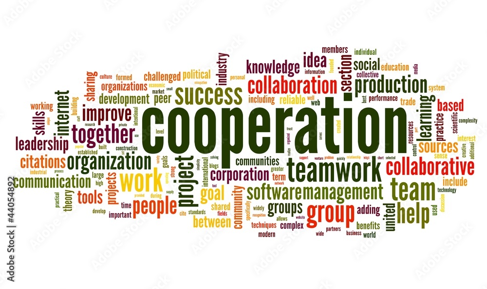 Fototapeta premium Cooperation concept in word tag cloud on white