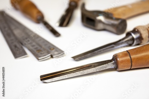joiner tools on white table background