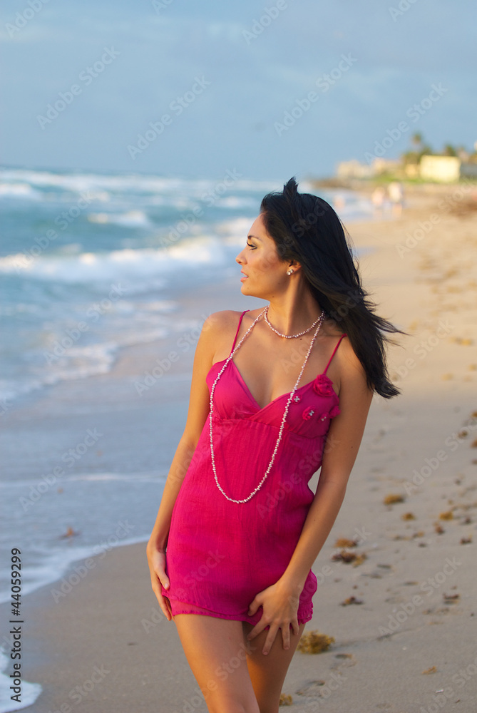 Young woman on a beach in south Florida