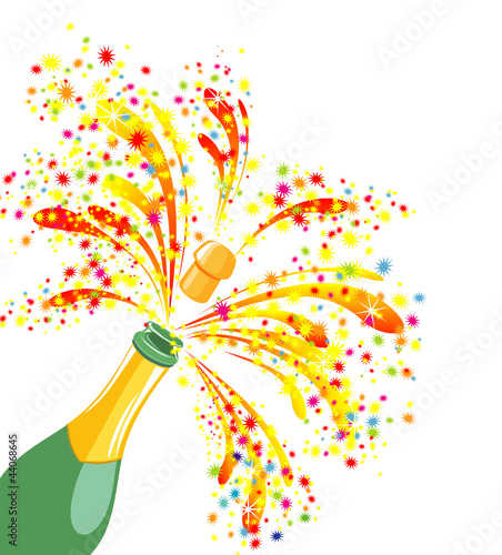 Champagne celebration. Open champagne bottle