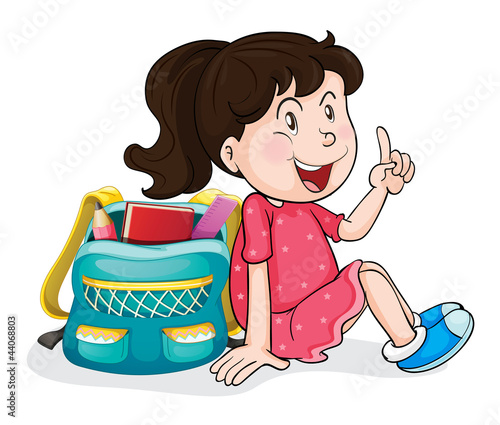 a girl with school bag