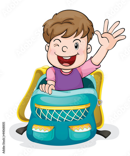 a boy in the school bag
