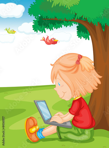 a girl and laptop