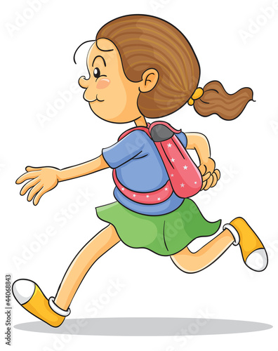 a girl with school bag