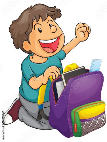 a boy with school bag