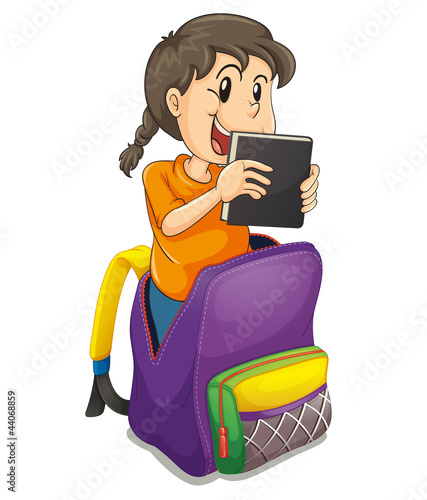 a girl in the school bag