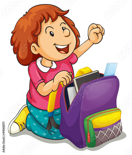 a girl with school bag
