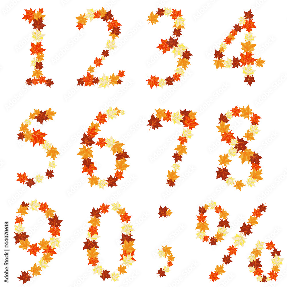 Autumn maples leaves numeral Autumn maples leaves numeral
