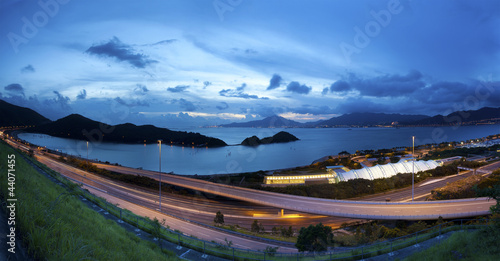 Canvas Print Highway in Hong Kong at sunset