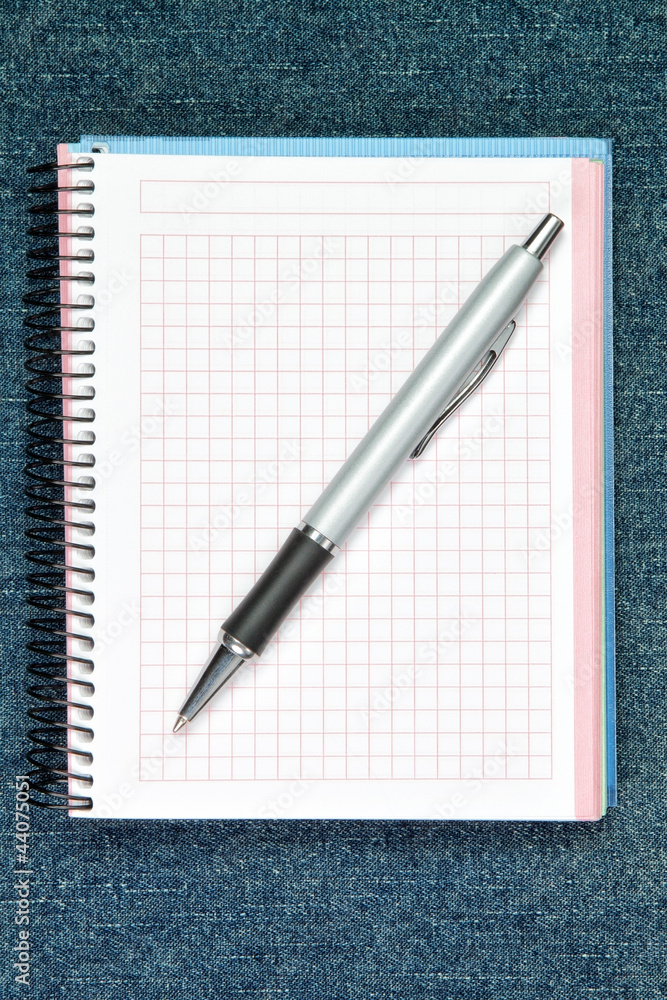 Ballpoint Pen. On the background of the notebook. Ballpoint Pen. On the background of the notebook.