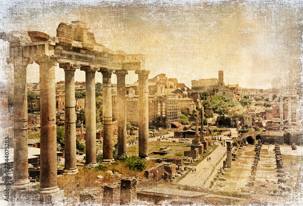 Naklejka premium Forum Romanum - obraz retro