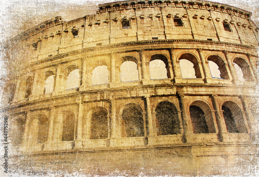 great italian landmarks - Colosseum, vintage picture