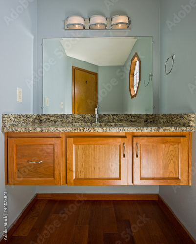 Wallpaper Mural Renovated designer .5 bath with floating cabinet. Torontodigital.ca