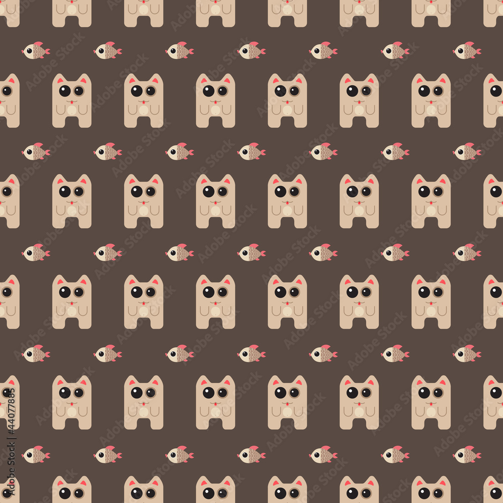 Obraz premium seamless picture with cute cats and fish