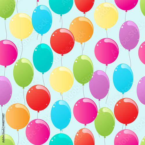 colorful flying balloons on a blue background