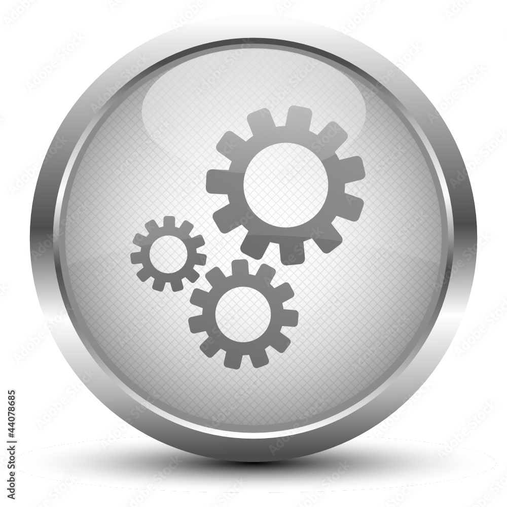 Zahnräder Button Silber Zahnräder Button Silber
