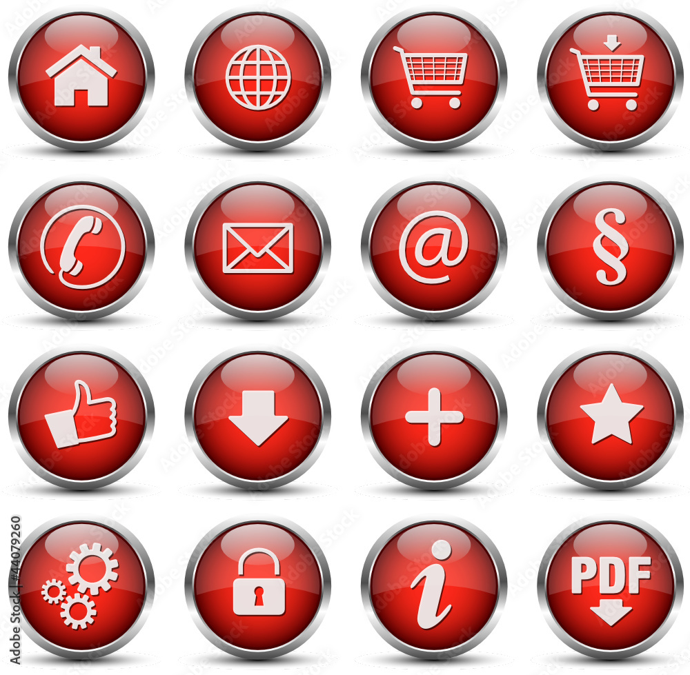 Button Icon Set Rot Button Icon Set Rot
