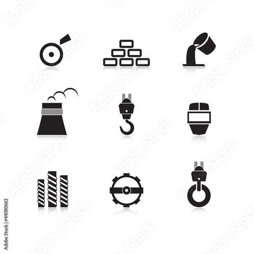 Metal industry icons set