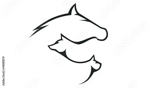 Obraz koń, pies, kot - logo symbol