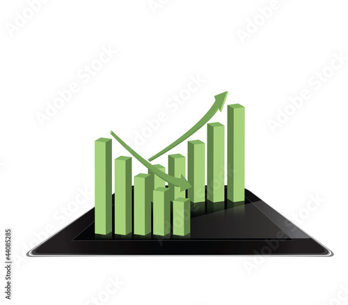 Graph on tablet computer background