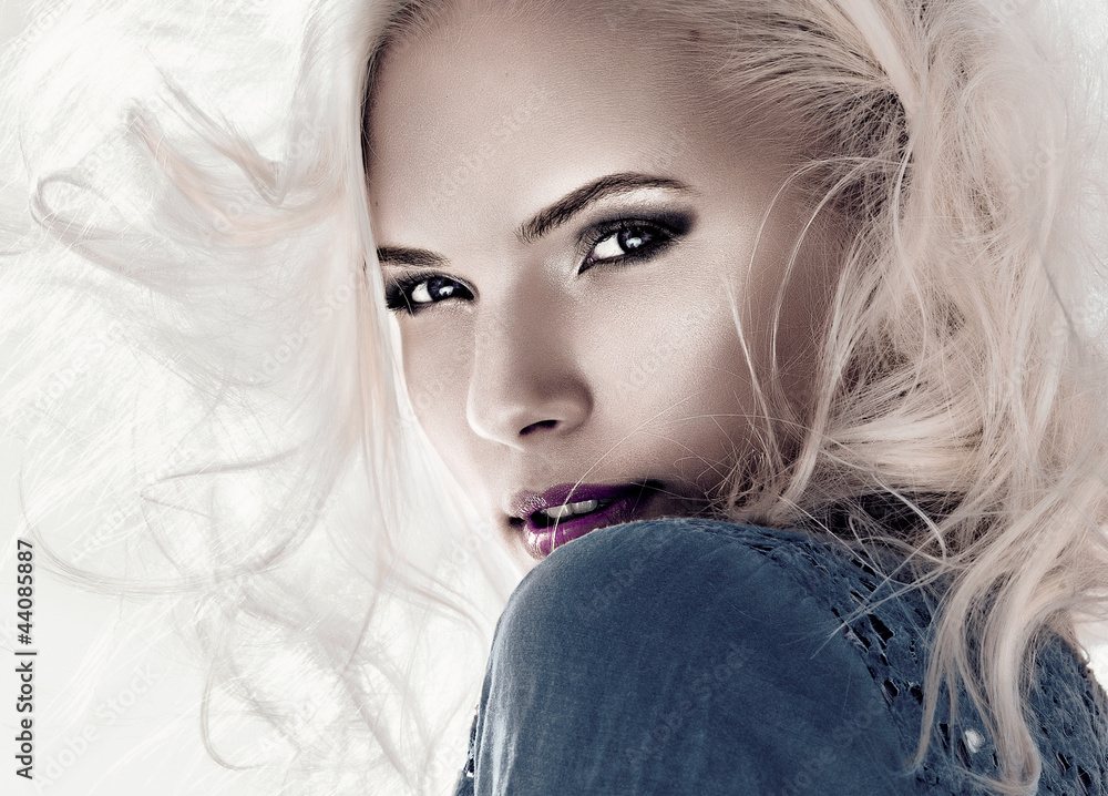 pretty blond girl look in camera pretty blond girl look in camera
