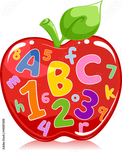 Apple Filled with Letters and Numbers #44087608