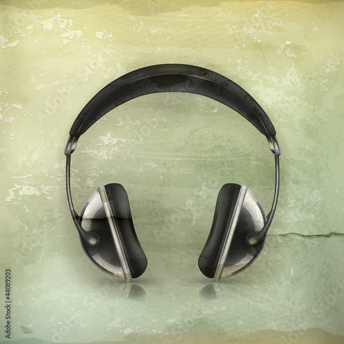 Head phones, old-style vector