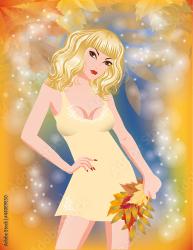 Autumn blonde girl. vector illustration