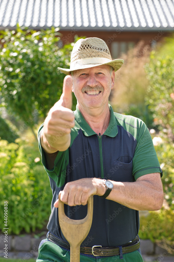 Fototapeta premium Gärtner, Daumen hoch