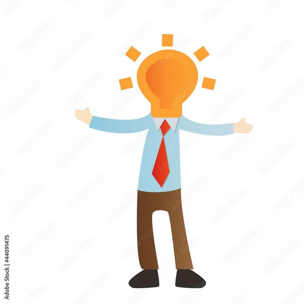 Businessman with bulb light on white background Businessman with bulb light on white background