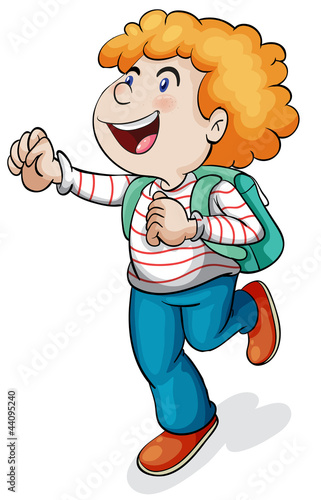 a boy with school bag